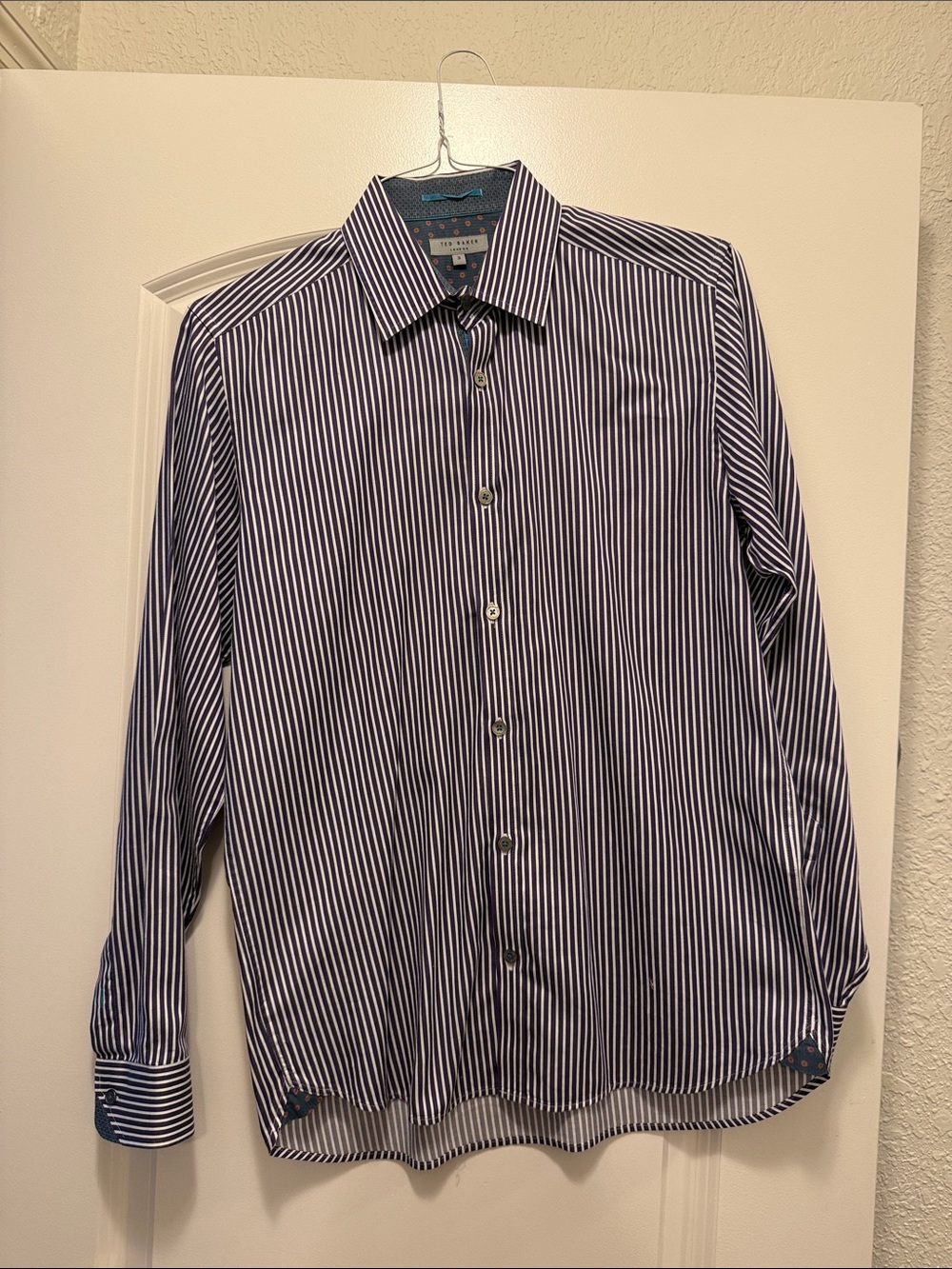 Ted Baker London Purple and White Striped Dress Shirt